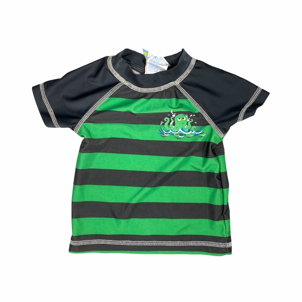 4/$12 💥♻  Baby Rashguard Swim Top Green/Black Octopus | Size 12m | 588